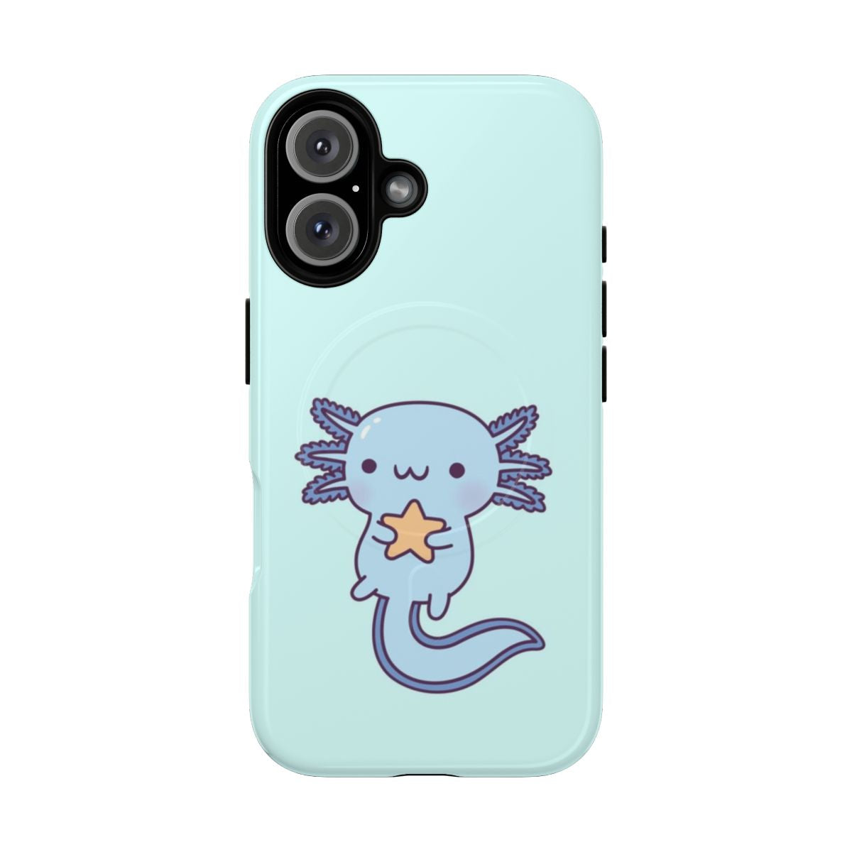 Adorable blue axolotl holding a star on a magnetic tough phone case