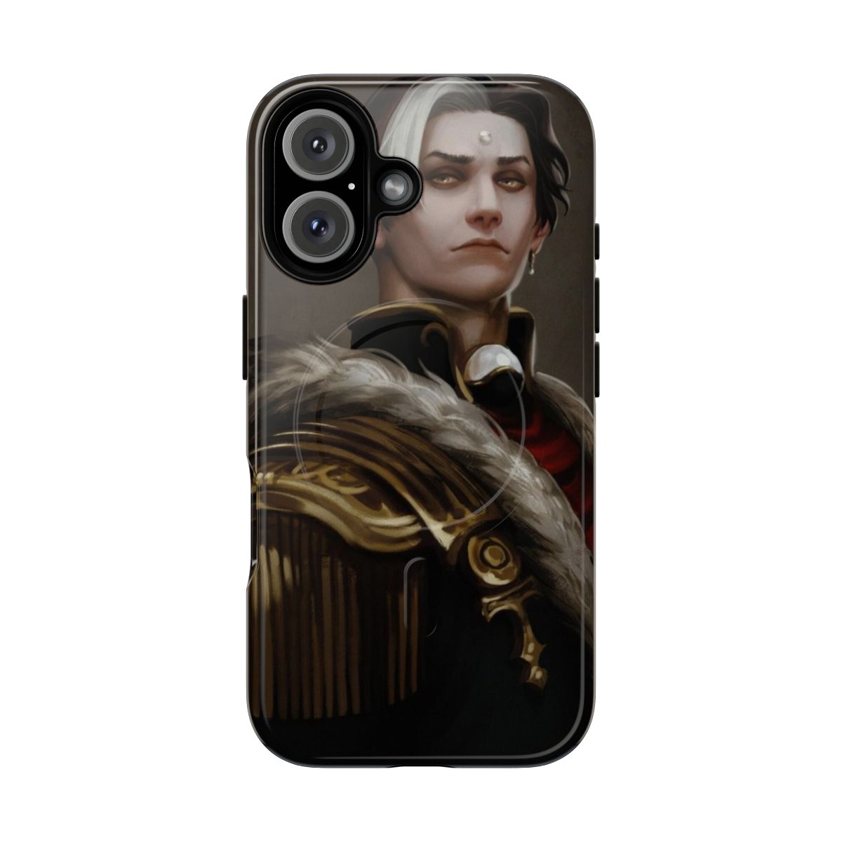 Magnetic phone case featuring a portrait of Emet-Selch, the Ascian Solus zos Galvus, from the video game Final Fantasy XIV.