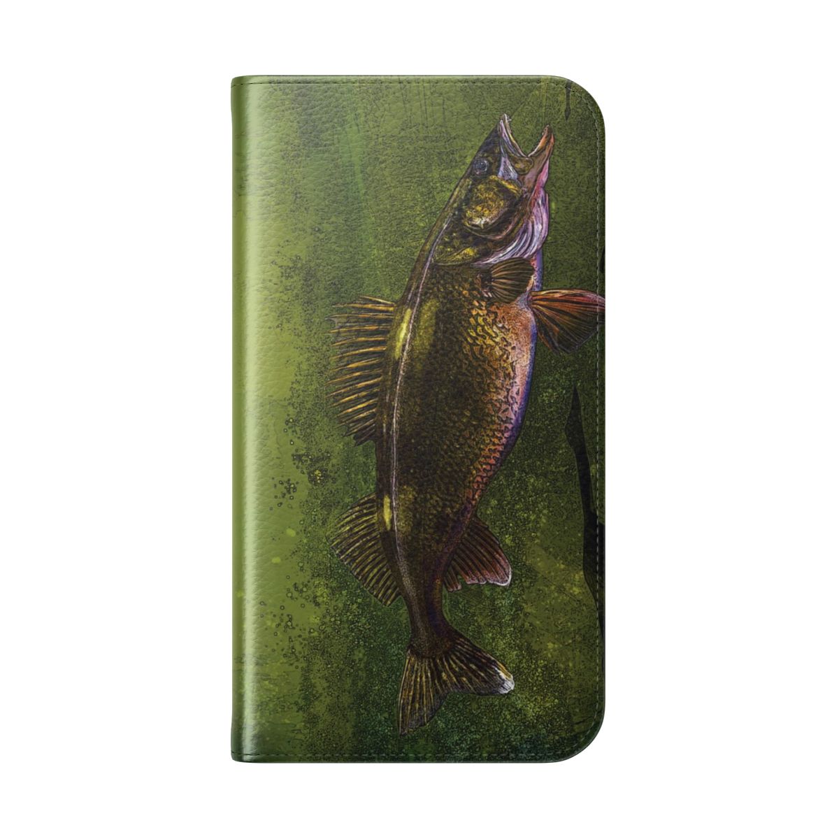 Walleye fishing art printed on a high-quality phone case - Folded Back