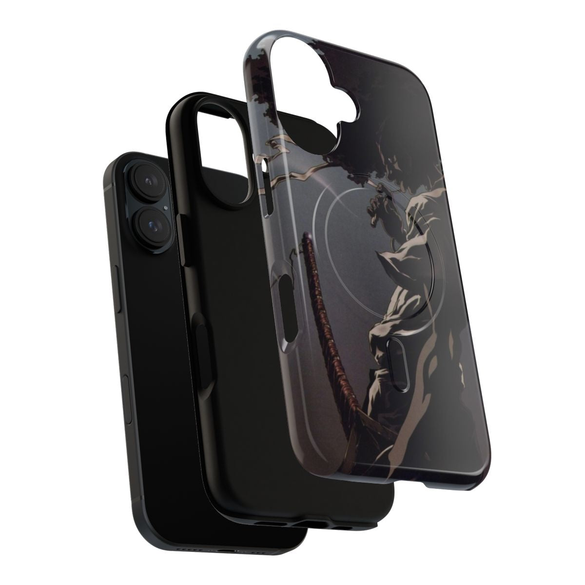 Afro Samurai-inspired magnetic phone case with a cool, edgy design for otaku enthusiasts. - Layers