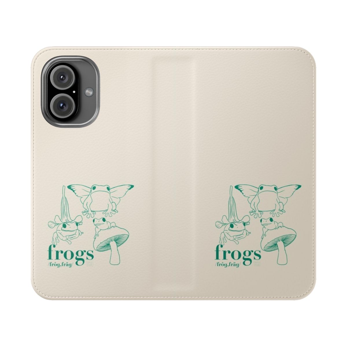 A vibrant green frog phone case with a nature-inspired design.