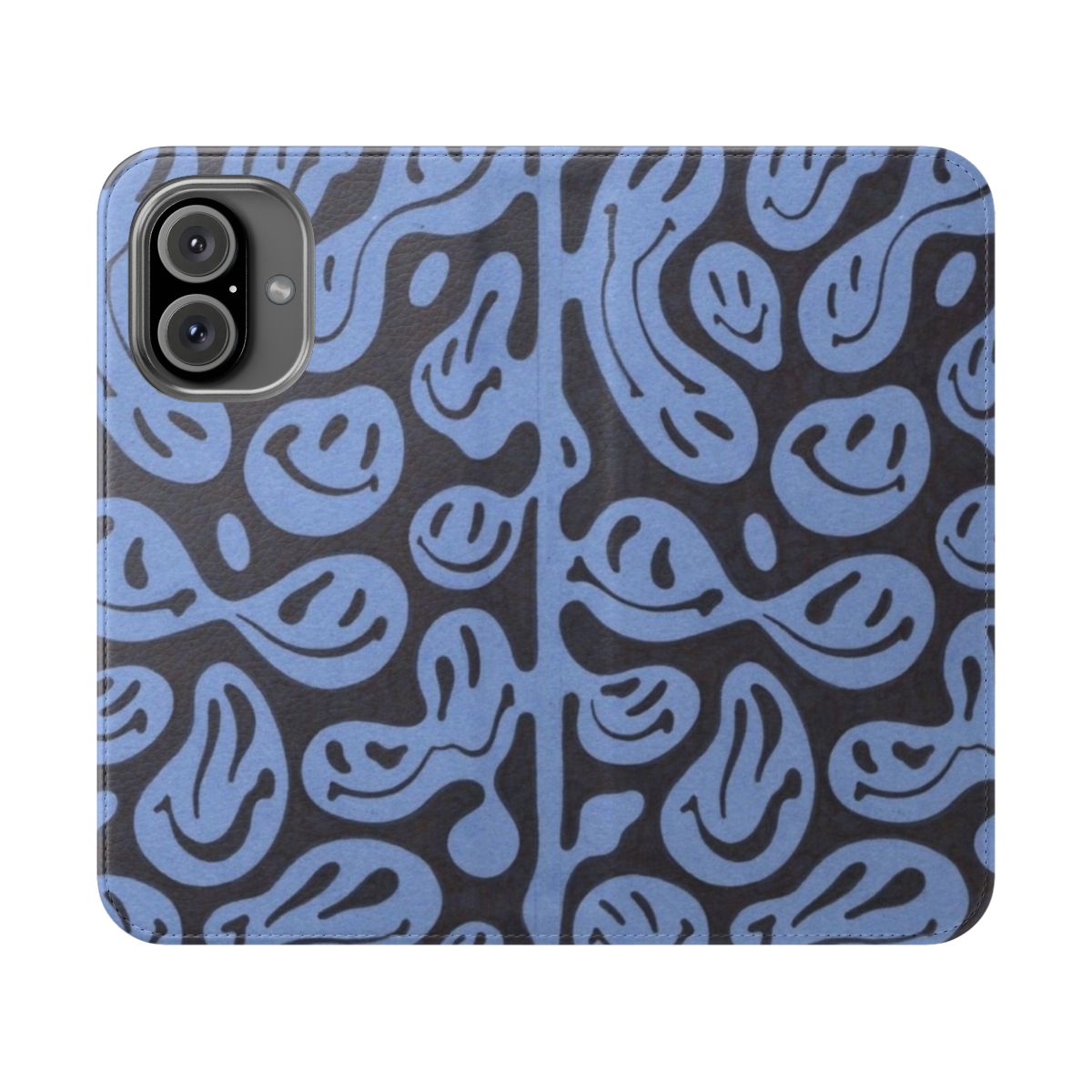 Stylish smiley face flip phone case with a cool, trendy design