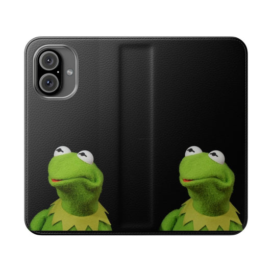 Cute Kermit the Frog themed flip cover phone case