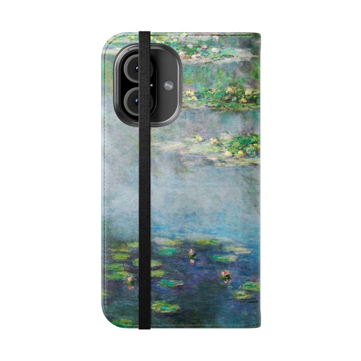 Vintage fine art phone case featuring Claude Monet's 1906 painting of water lilies - Folded Front