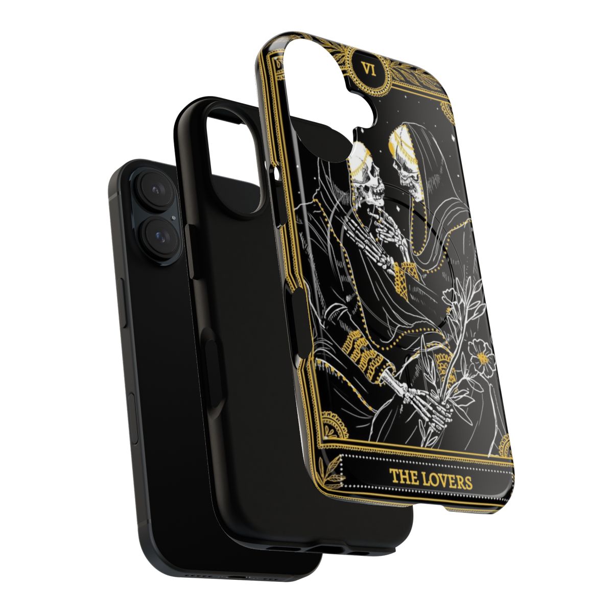 Tarot inspired magnetic tough phone case featuring the Lovers tarot card design - Layers