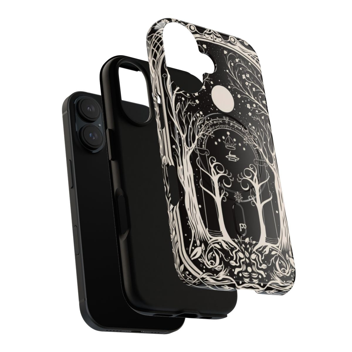 Magnetic phone case with a fantasy gate to Moria design, inspired by the Lord of the Rings universe. - Layers