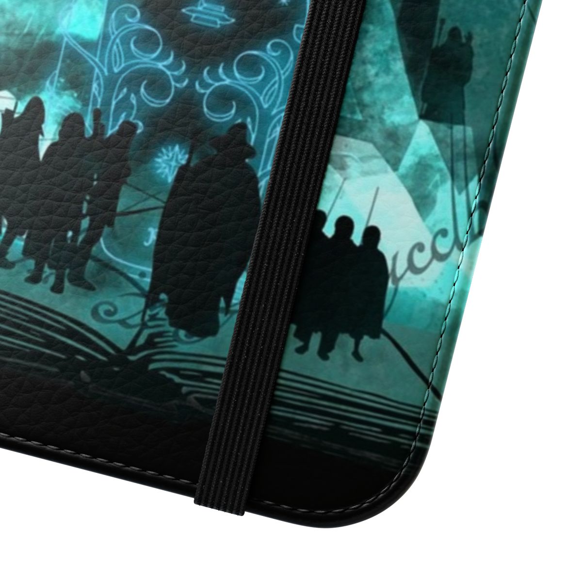 A fantasy-inspired phone case with a stylized design featuring elements from The Lord of the Rings. - Close Up