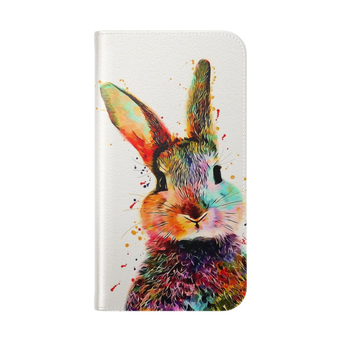 Watercolor artwork of a rabbit on a phone case - Folded Back