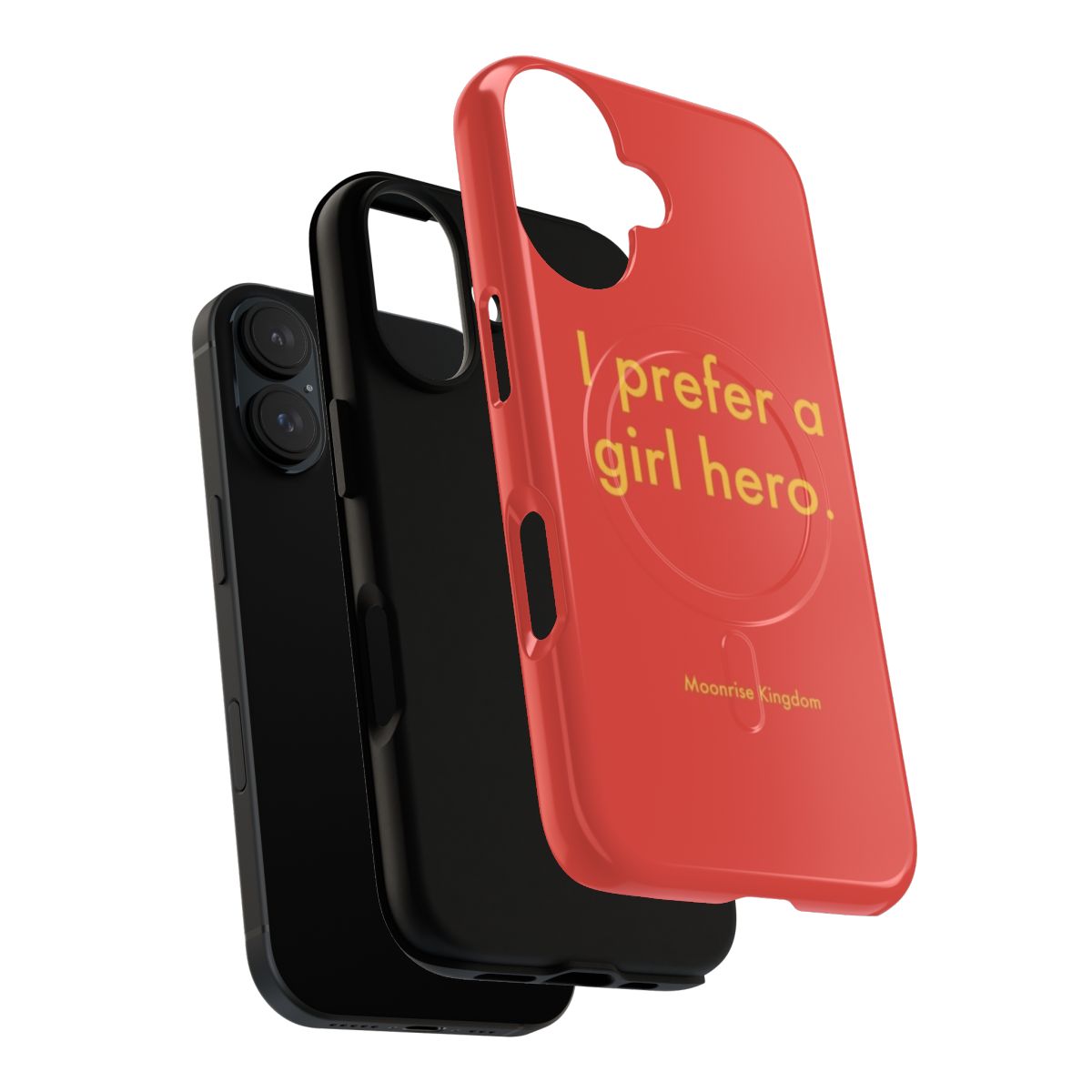 Magnetic phone case with "I Prefer a Girl Hero" quote from Wes Anderson's Moonrise Kingdom film - Layers