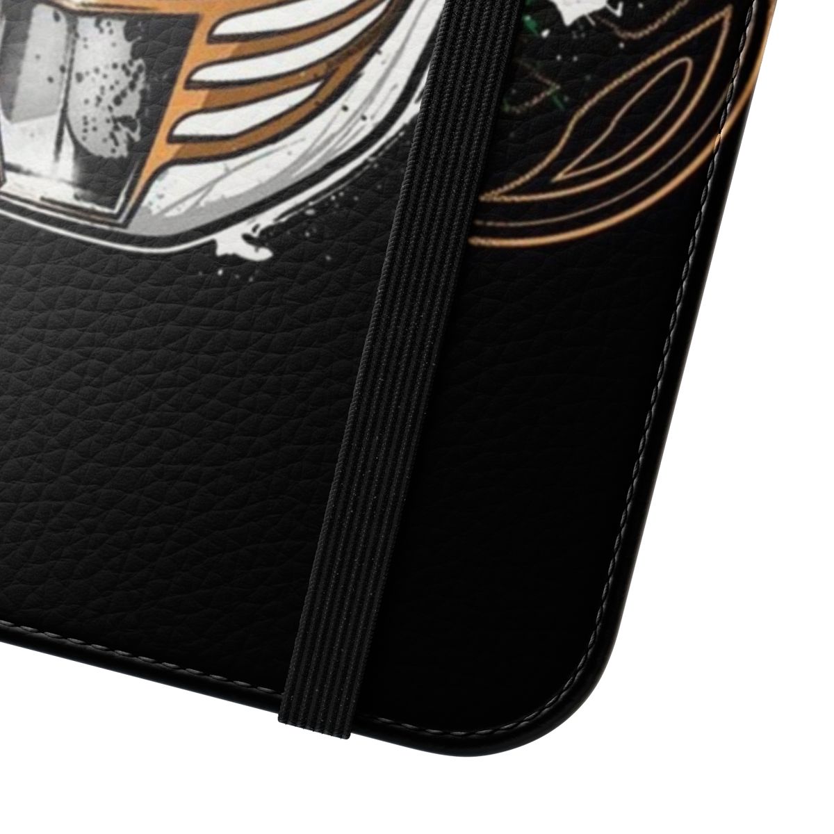 Flip cover phone case featuring a retro-style illustration of the Green Power Ranger, Tommy Oliver - Close Up