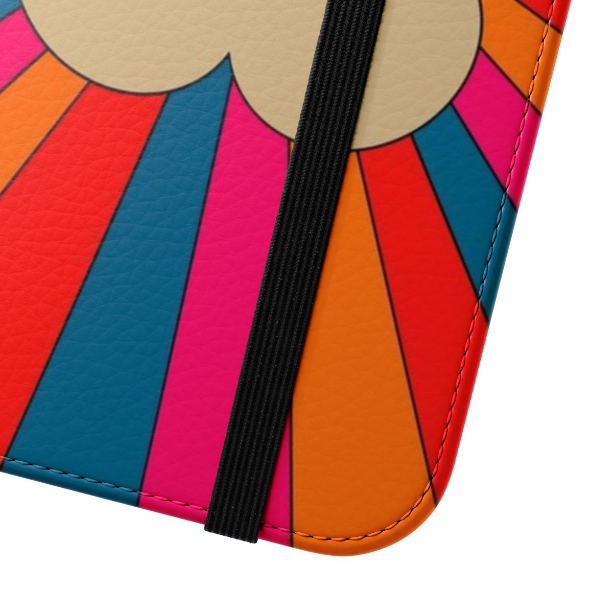 Vibrant retro floral pattern phone case with a 1960s flower power design - Close Up