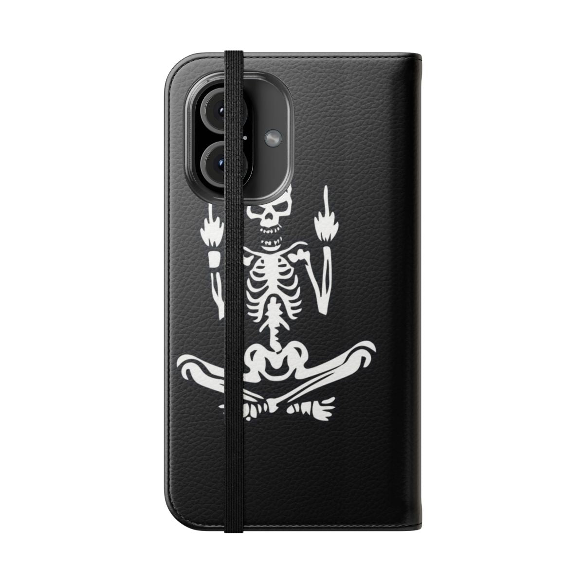 Heavy metal skull flip phone case - Folded Front