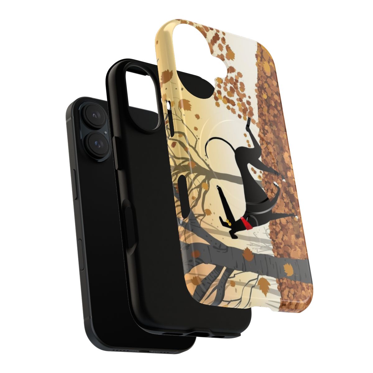 Autumn Hound Magnetic Tough Phone Cases featuring greyhound, whippet, and lurcher breeds in a nature-inspired design - Layers