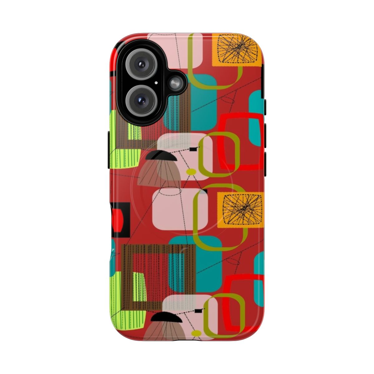 Mid-century modern abstract art pattern on a durable magnetic phone case