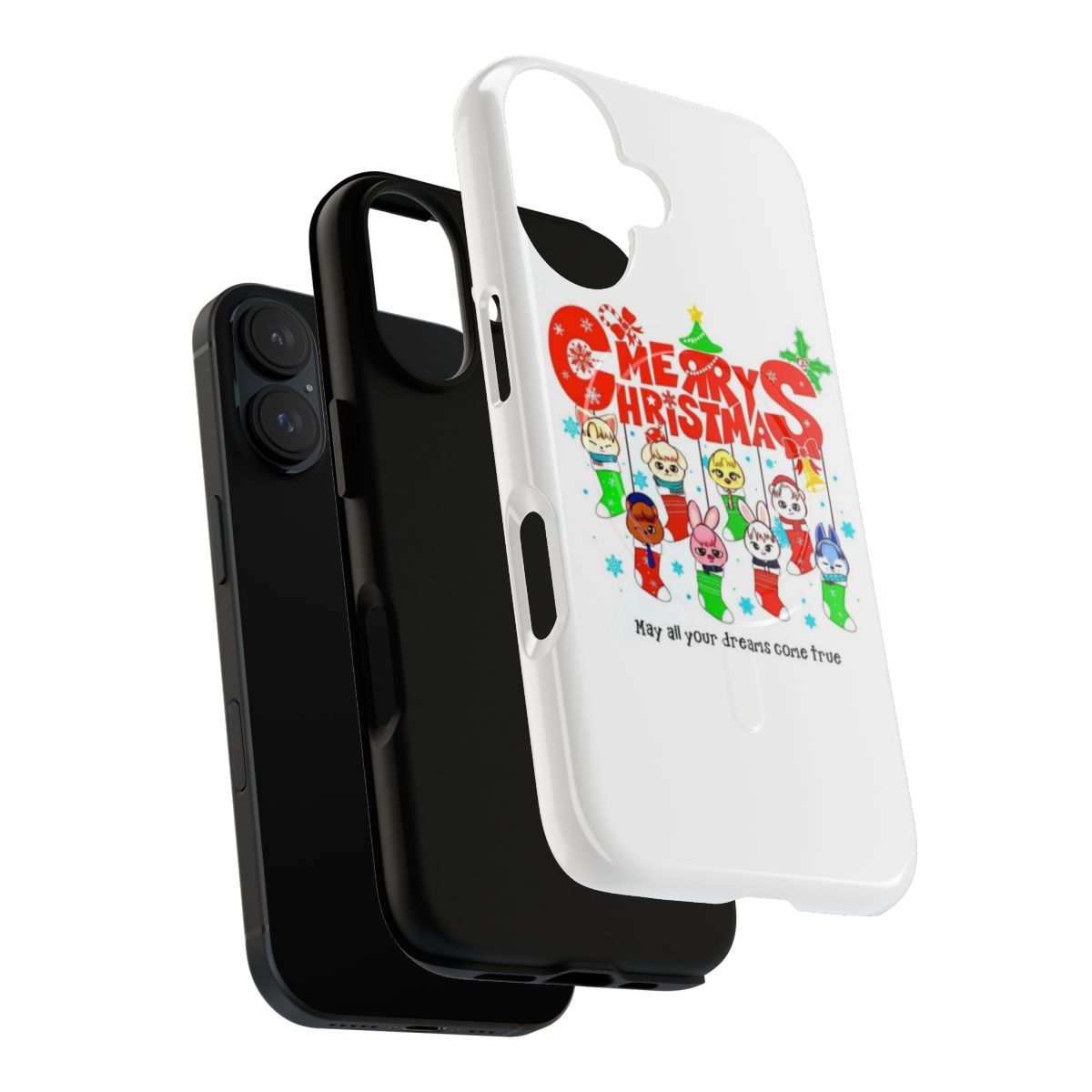 Stray Kids Christmas-themed magnetic phone case featuring the 8 members of the K-pop group - Layers