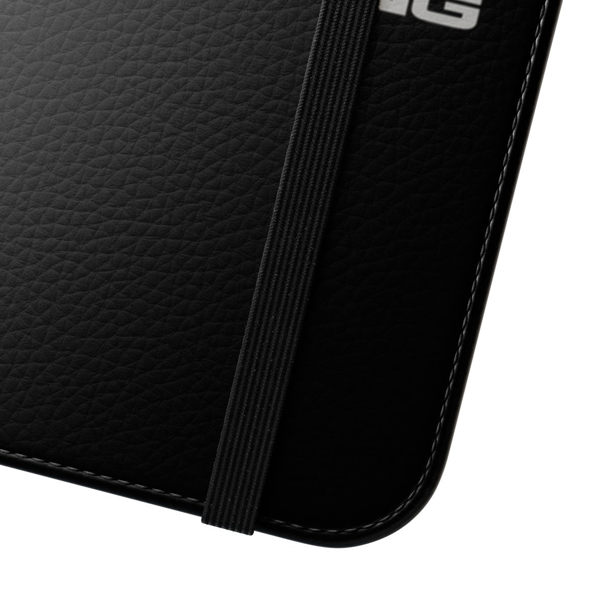 Flip cover phone case featuring a red Ford Mustang logo design against a black background. - Close Up