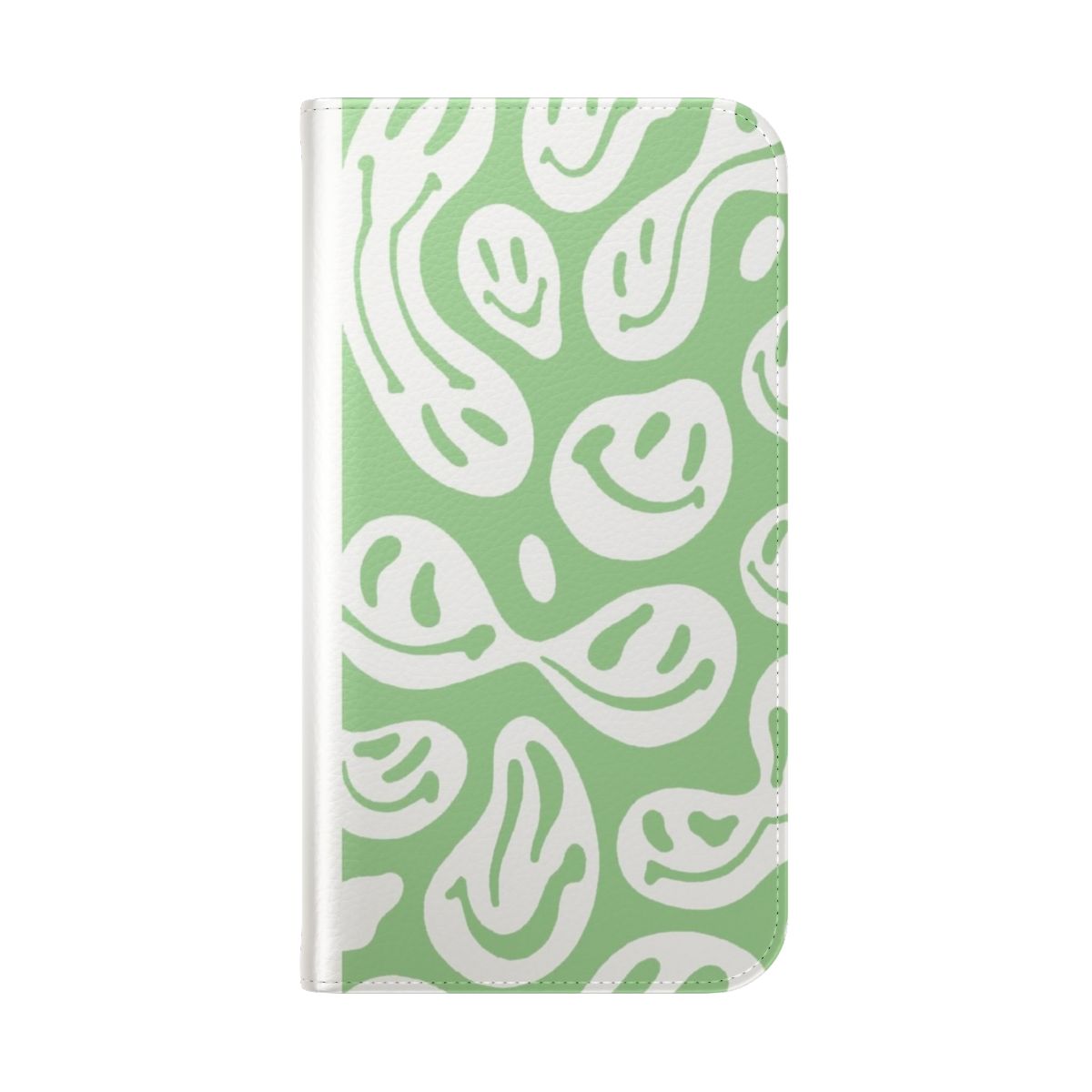 Cute coconut green phone case with smiley face design - Folded Back