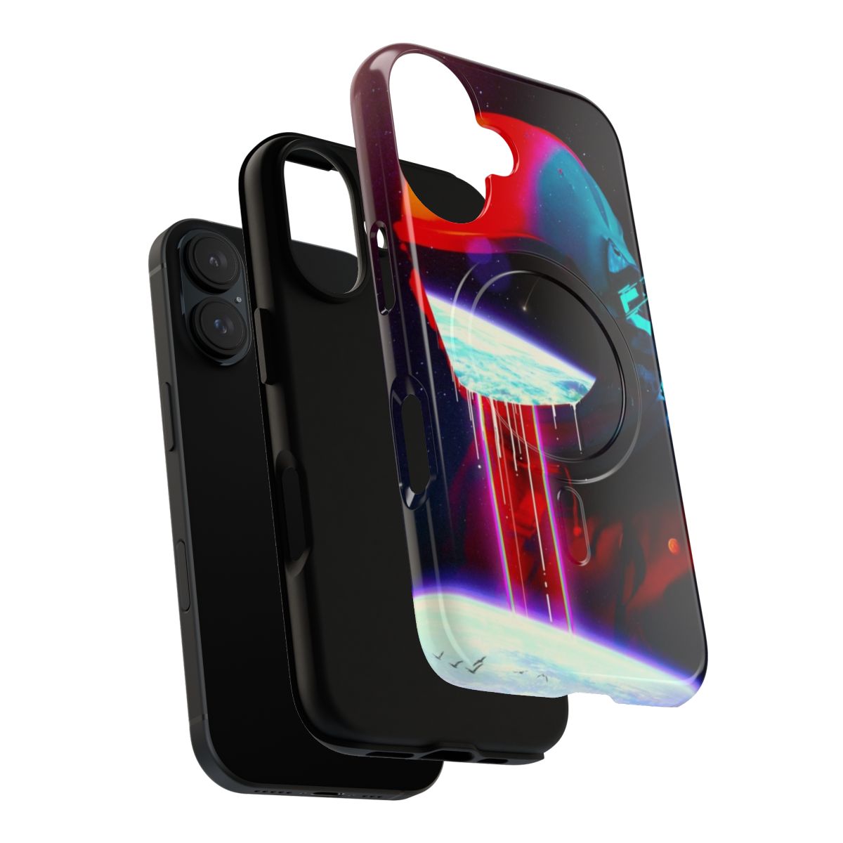 Artistic magnetic tough phone case with cosmic, space-inspired design - Layers