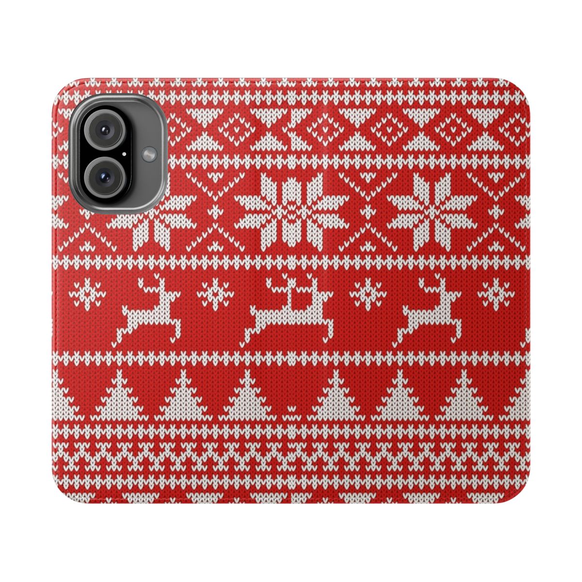 Fair Isle inspired knit pattern phone case cover in festive holiday colors