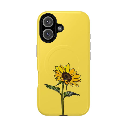 Artistic sunflower phone case with magnetic and tough design