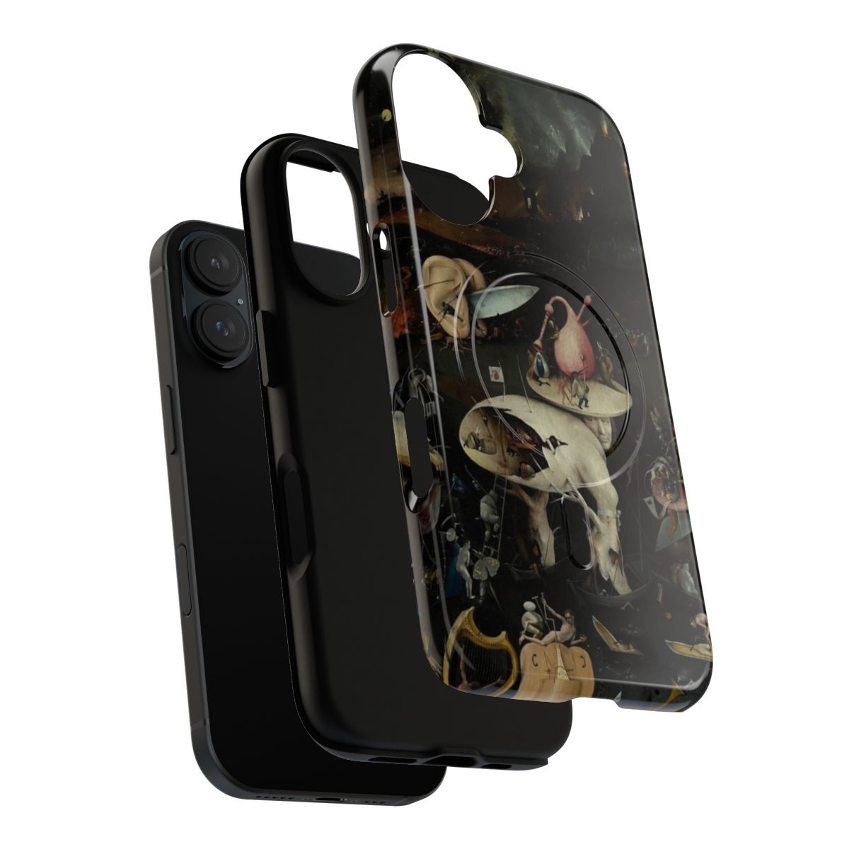 Detailed phone case featuring the iconic "Garden of Earthly Delights" painting by Hieronymus Bosch. - Layers