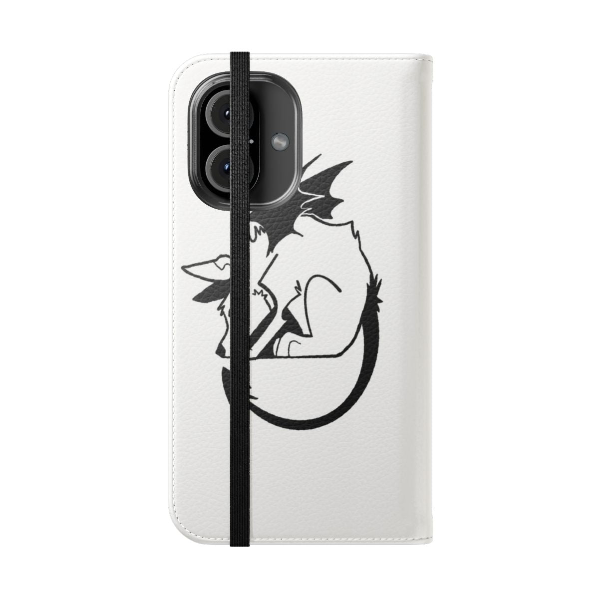 A dark and spooky phone case featuring a demonic canine design - Folded Front