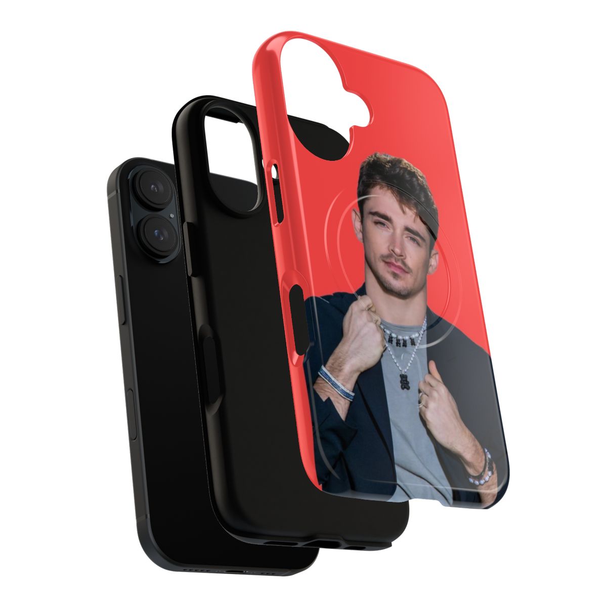 Stylish phone case featuring Formula 1 driver Charles Leclerc and the Scuderia logo - Layers