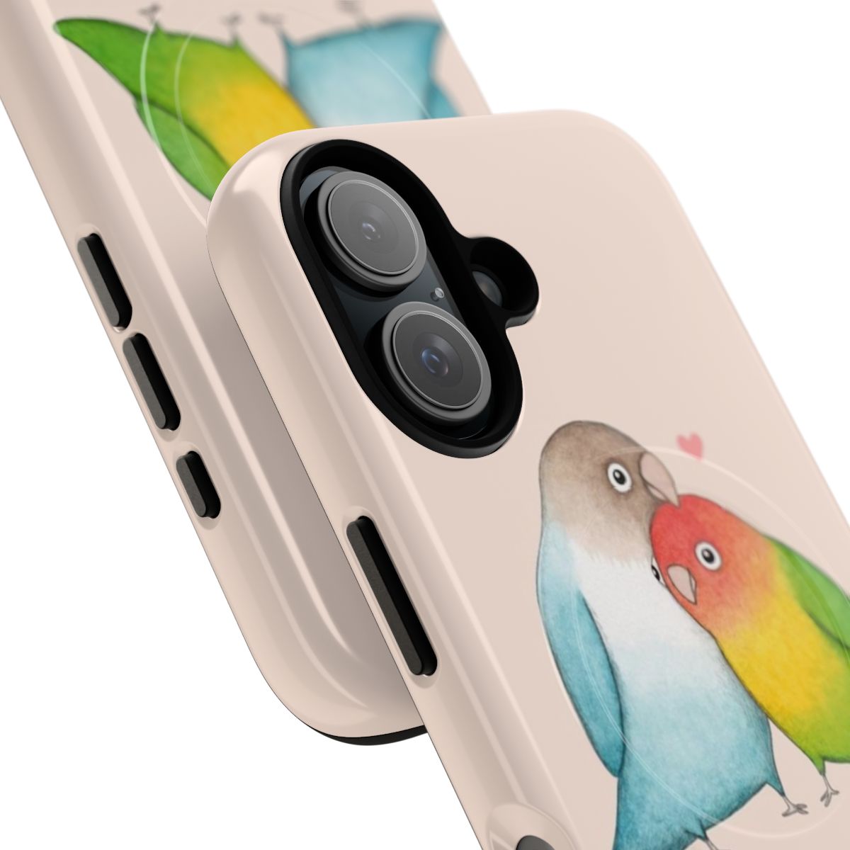 Tweethearts bird-themed magnetic phone case with hearts and love design - Detail