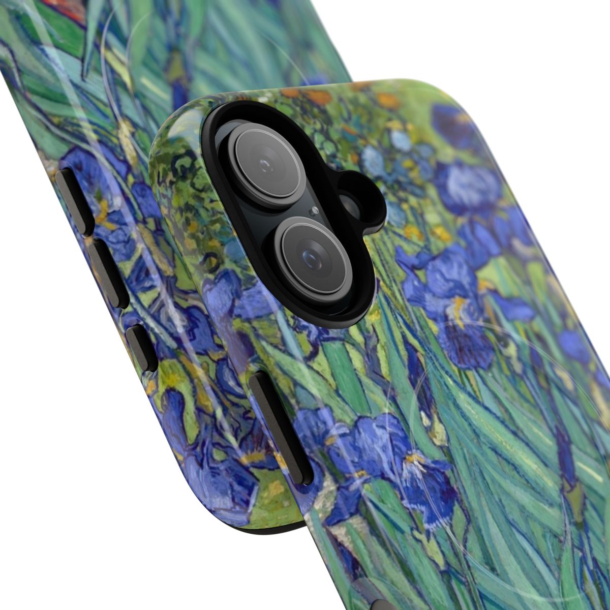 Vibrant phone case featuring Van Gogh's iconic "Irises" painting - Detail