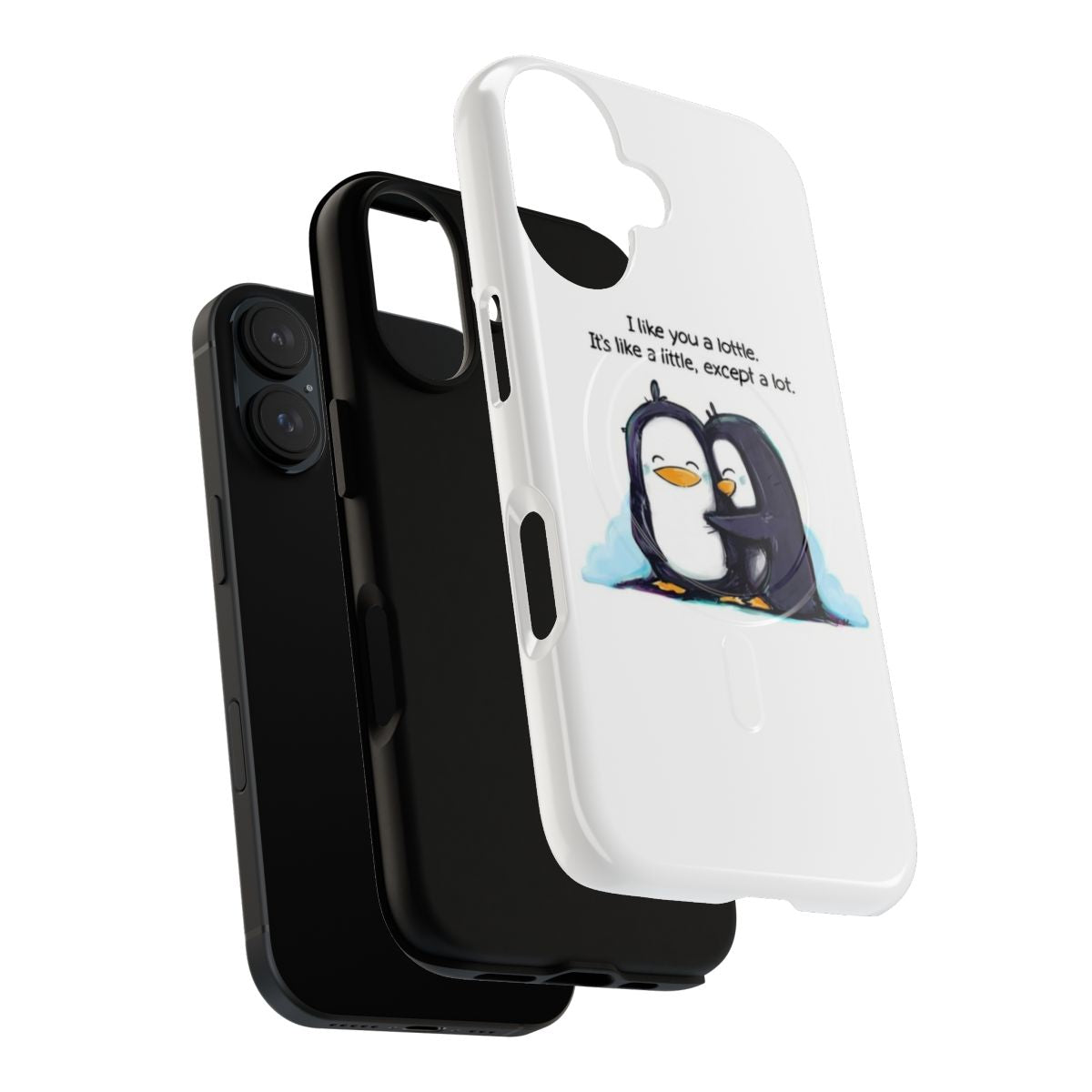 Penguin phone case with two penguins hugging each other - Layers