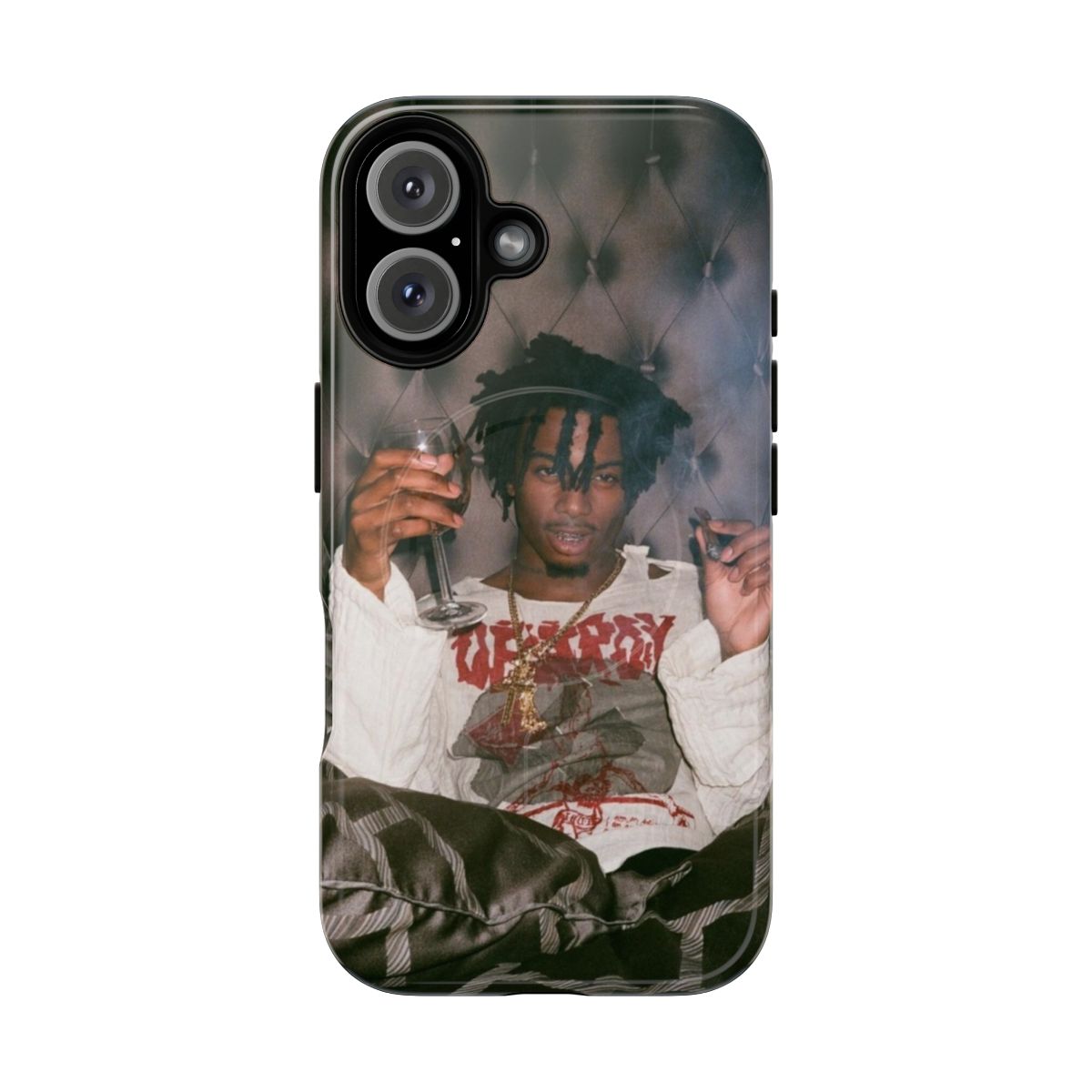 Image of a magnetic tough phone case featuring Playboi Carti, a popular rapper