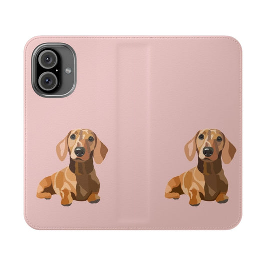 Illustration of a cute miniature dachshund dog on a phone case