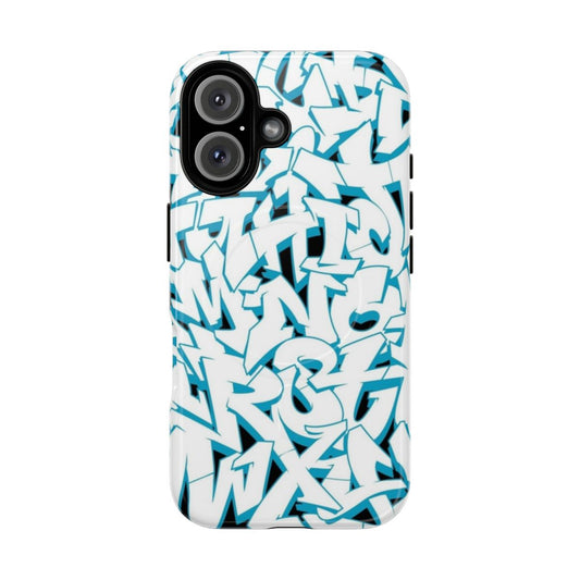 Graffiti-style alphabet design on a personalized phone case