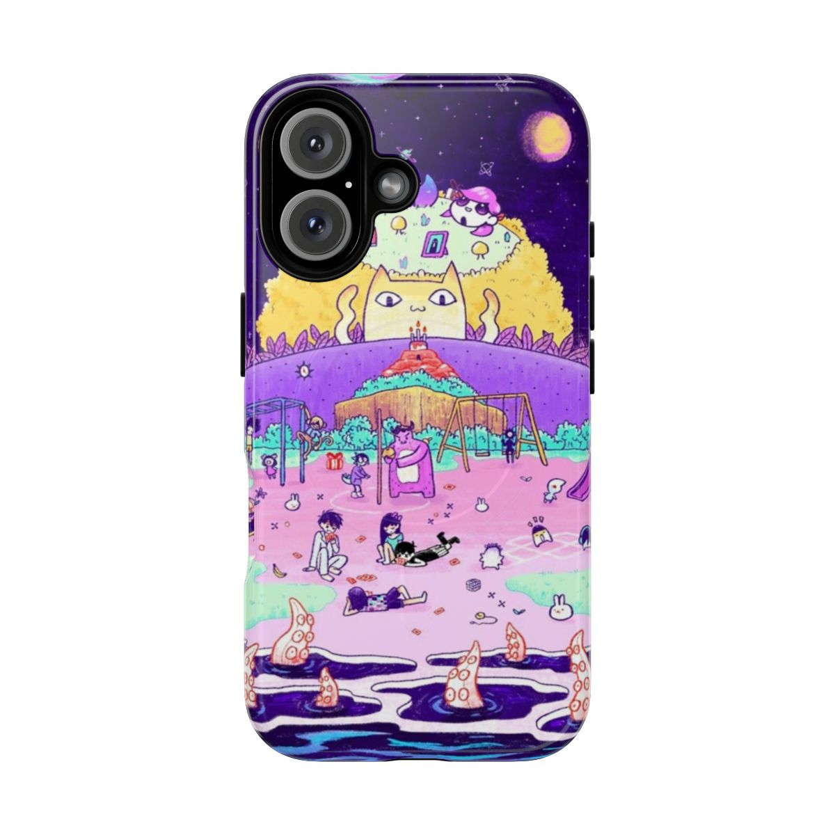 Omori headspace-themed magnetic tough phone case with purple tentacles