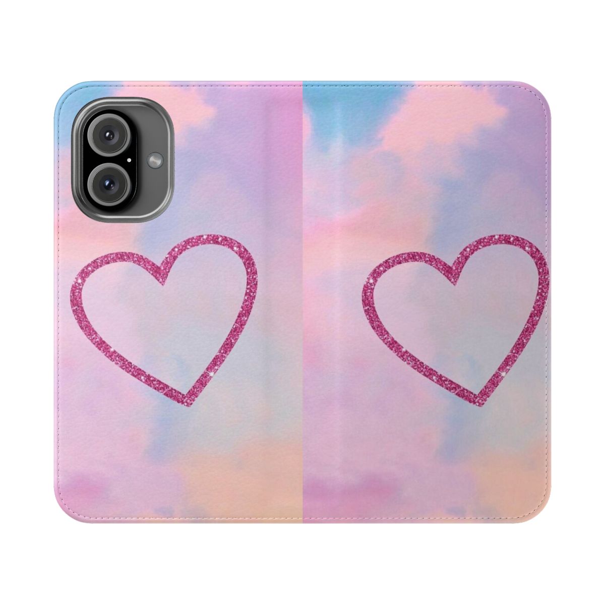 Pink glitter and heart-themed phone case inspired by Taylor Swift's Lover album