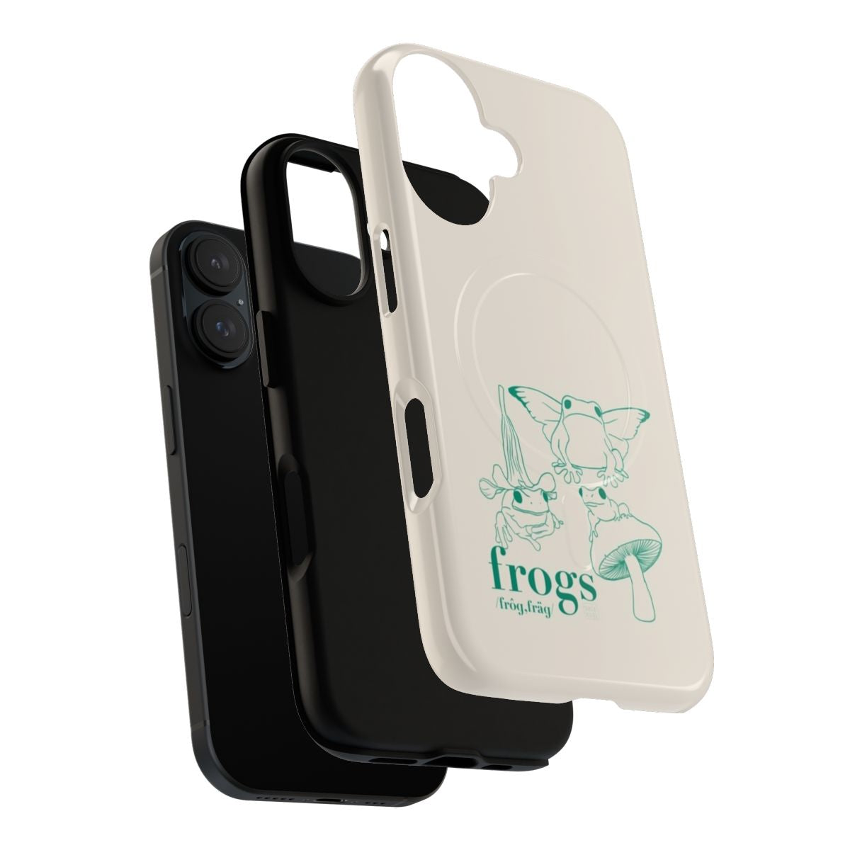 A green phone case featuring a frog design, perfect for nature enthusiasts. - Layers