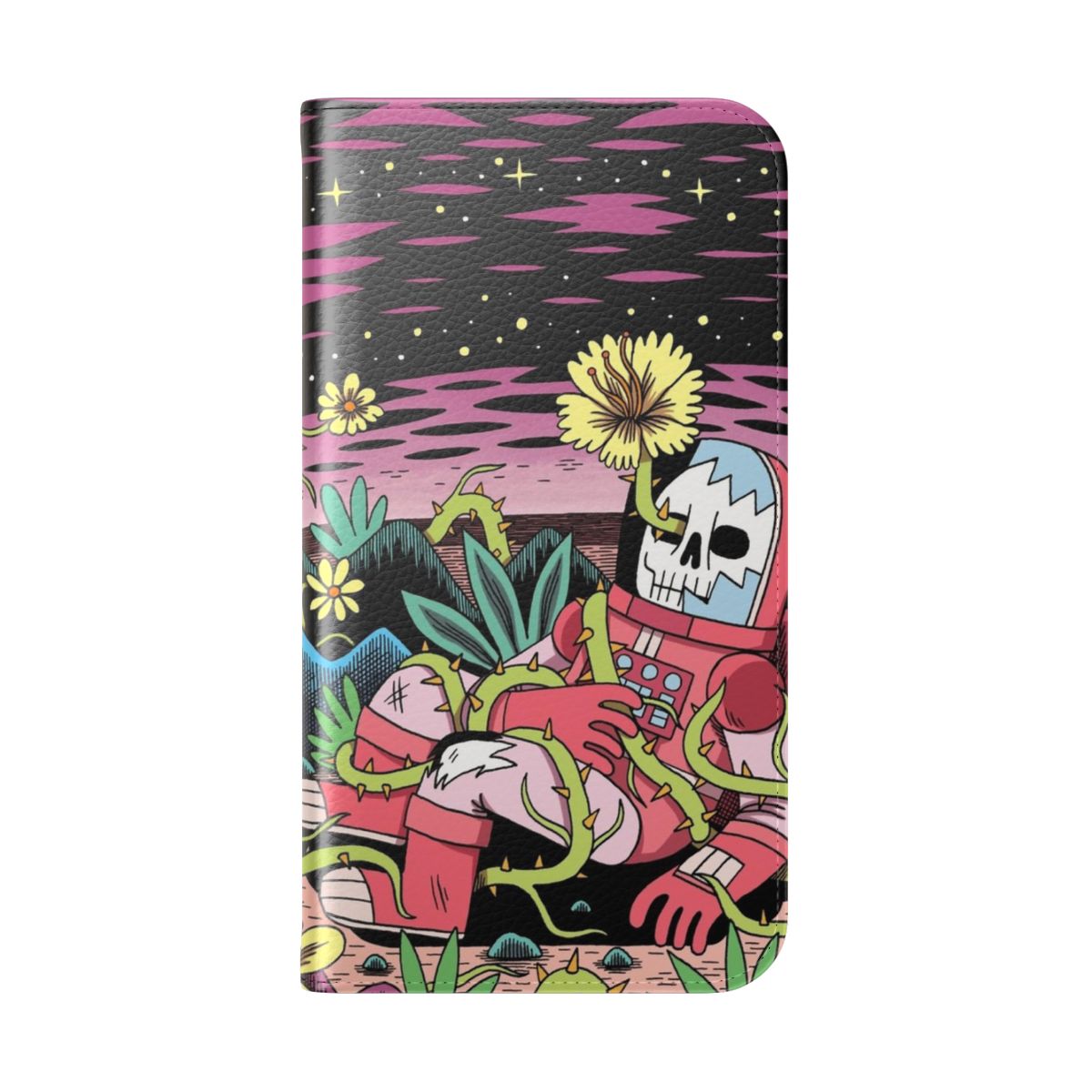 Flower-themed phone case with sci-fi/space design - Folded Back