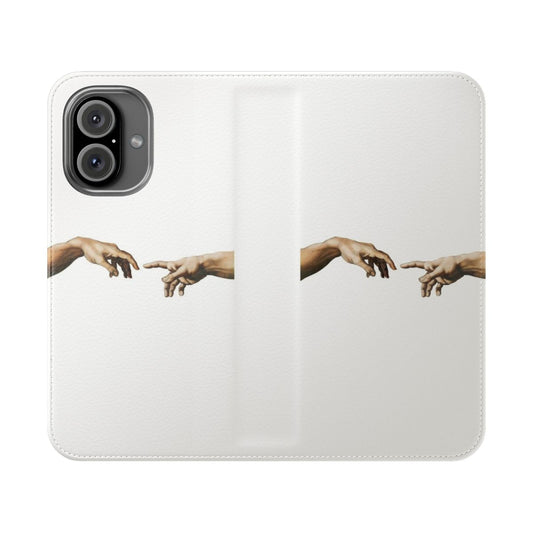 Phone case featuring Michelangelo's iconic "The Creation of Adam" painting