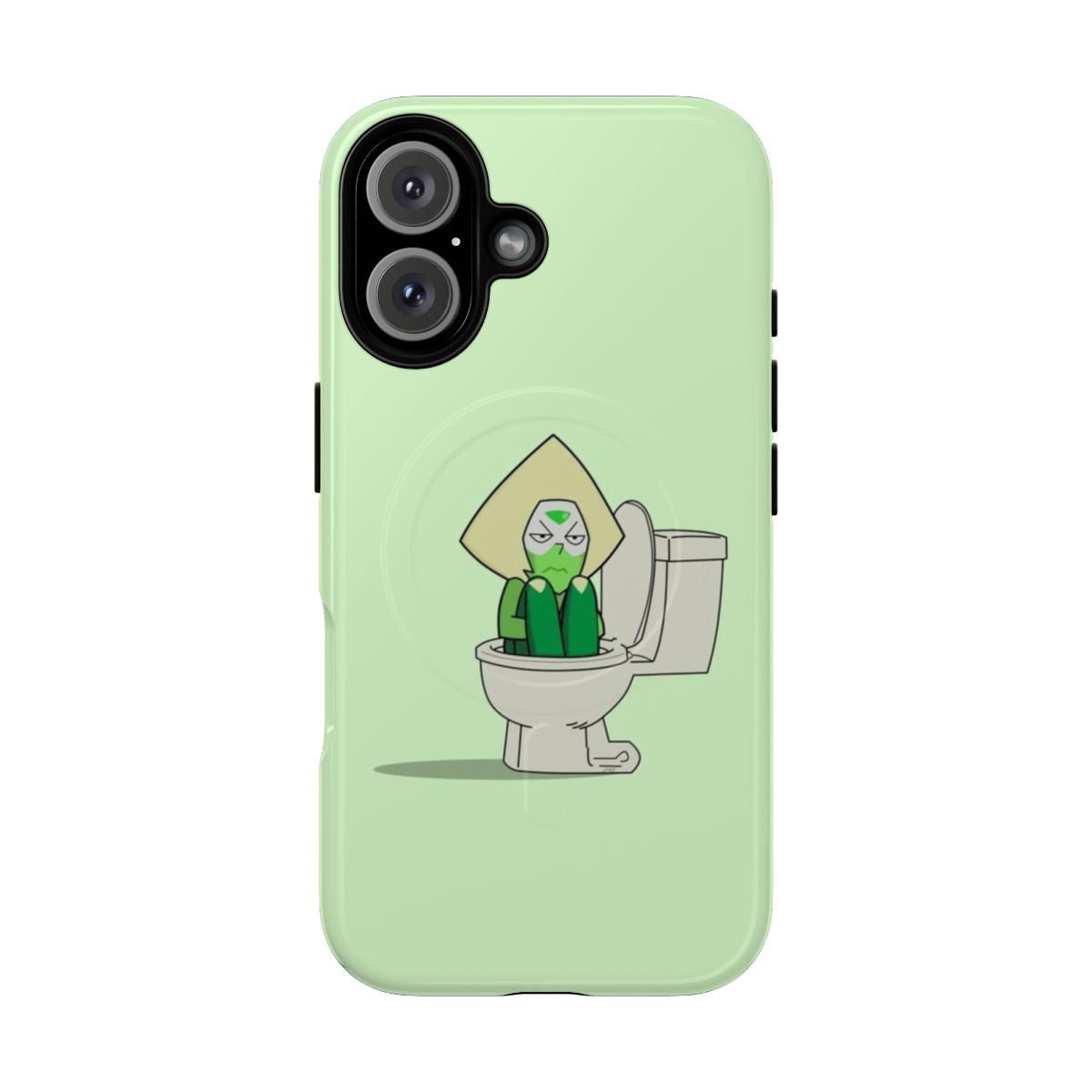 Peridot inspired green cartoon phone case with crystal gems design and magnetic closure