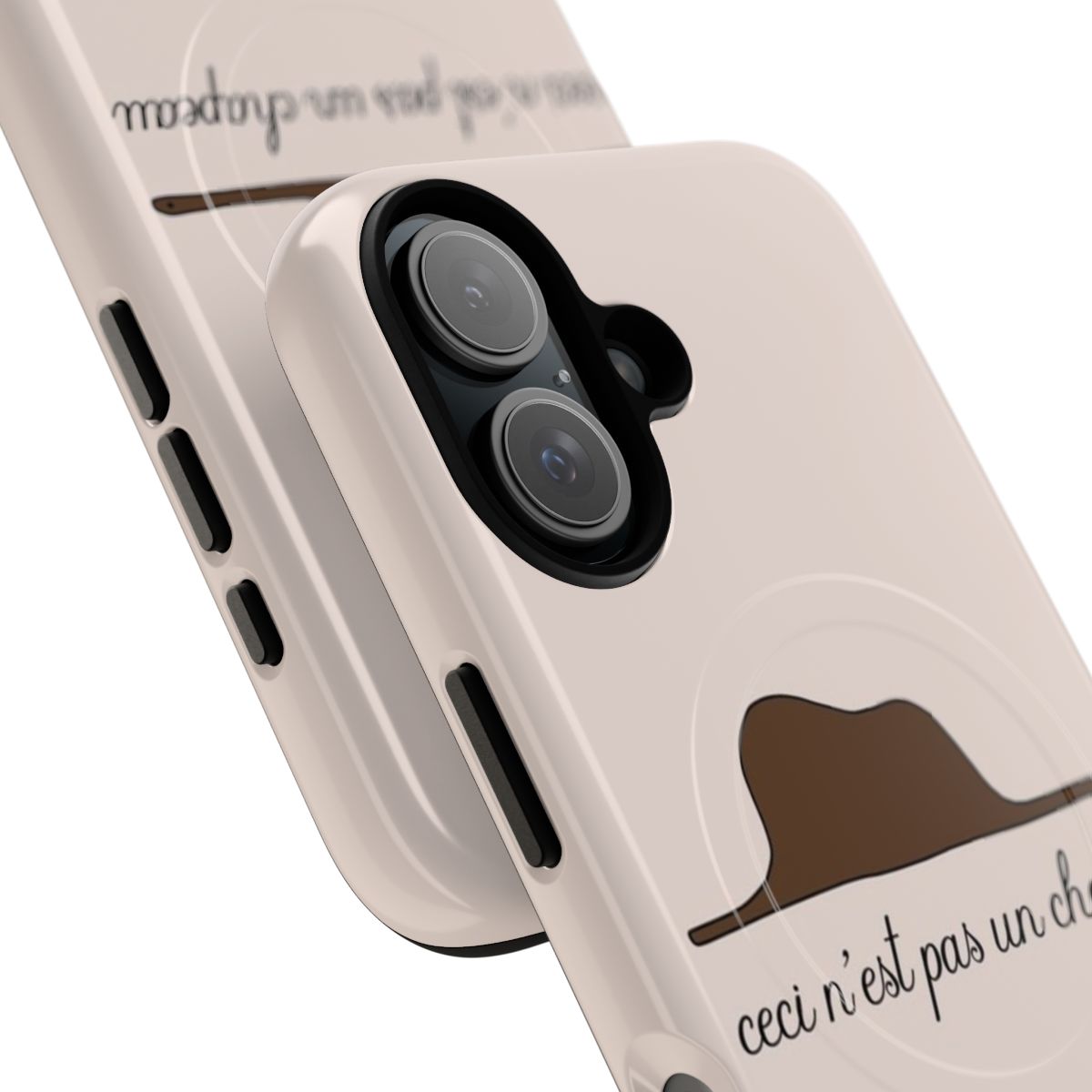 Artistic phone case design featuring the iconic "Treachery of Images" by Magritte and inspired by "The Little Prince" book. - Detail