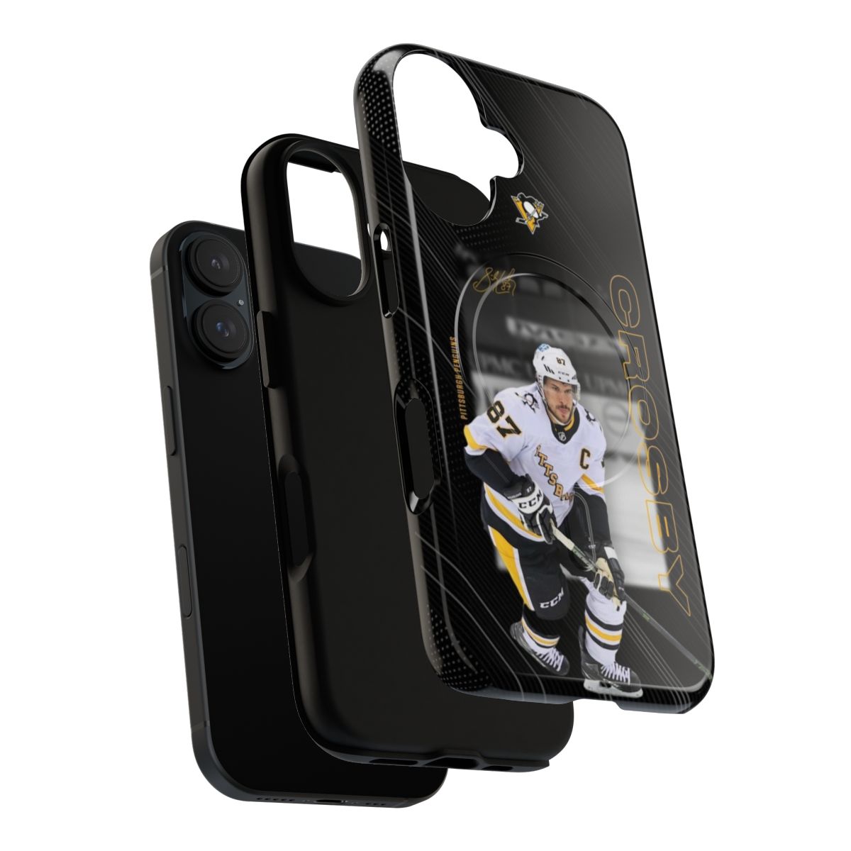 Sleek black phone case with a custom Sidney Crosby-inspired design - Layers