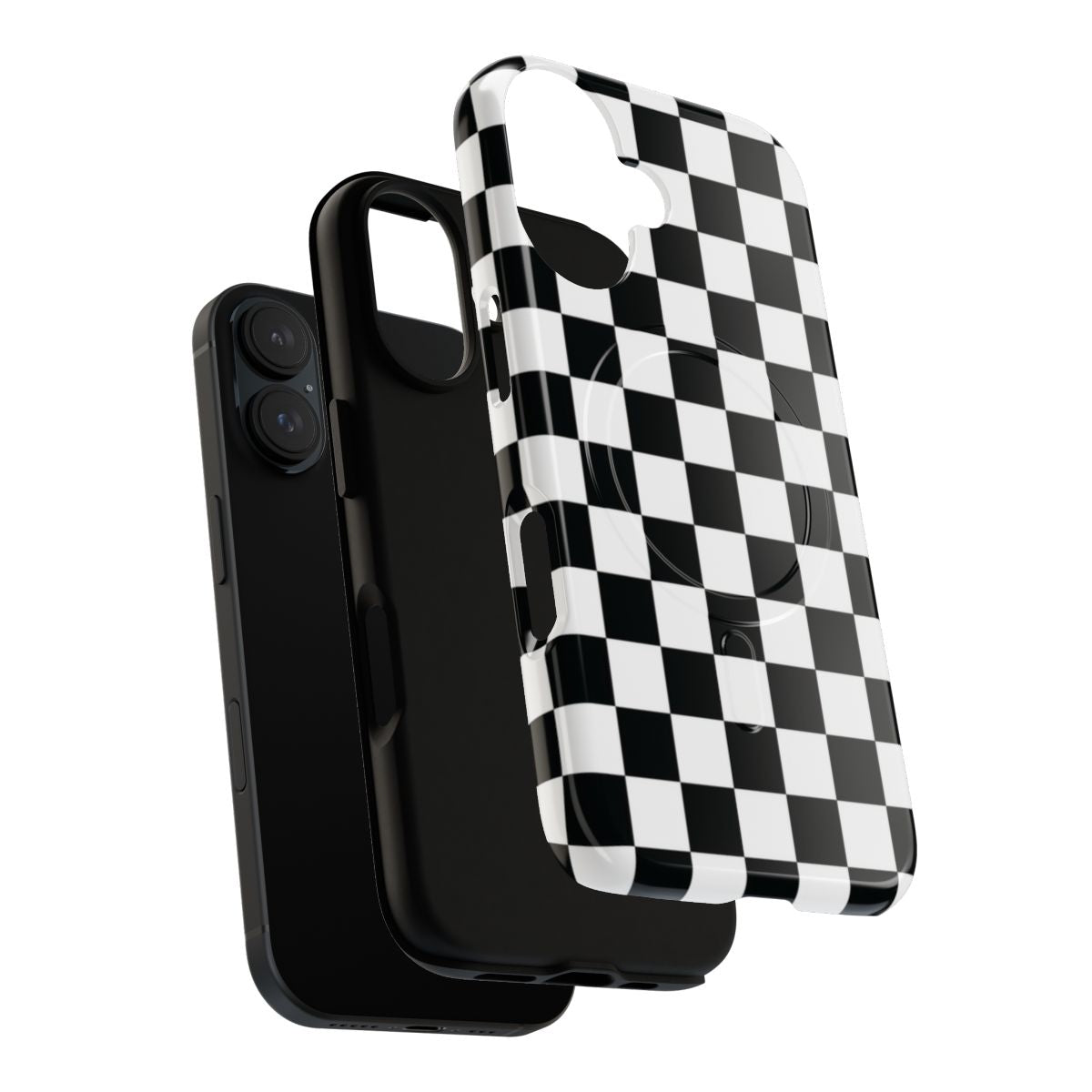 Black and white checkerboard pattern phone case - Layers