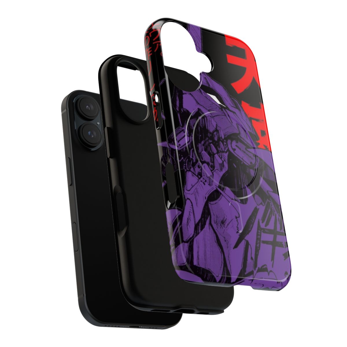 Anime-style magnetic phone case with Evangelion-inspired graphics and durable protective design - Layers