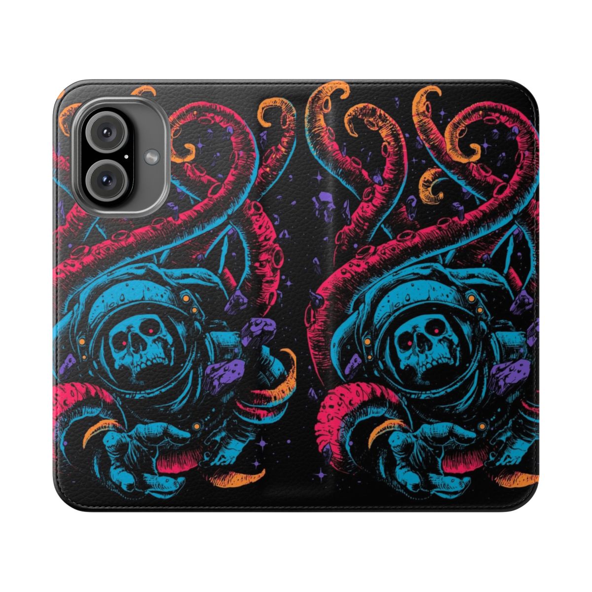 Spooky abstract phone case cover with skulls and zombies