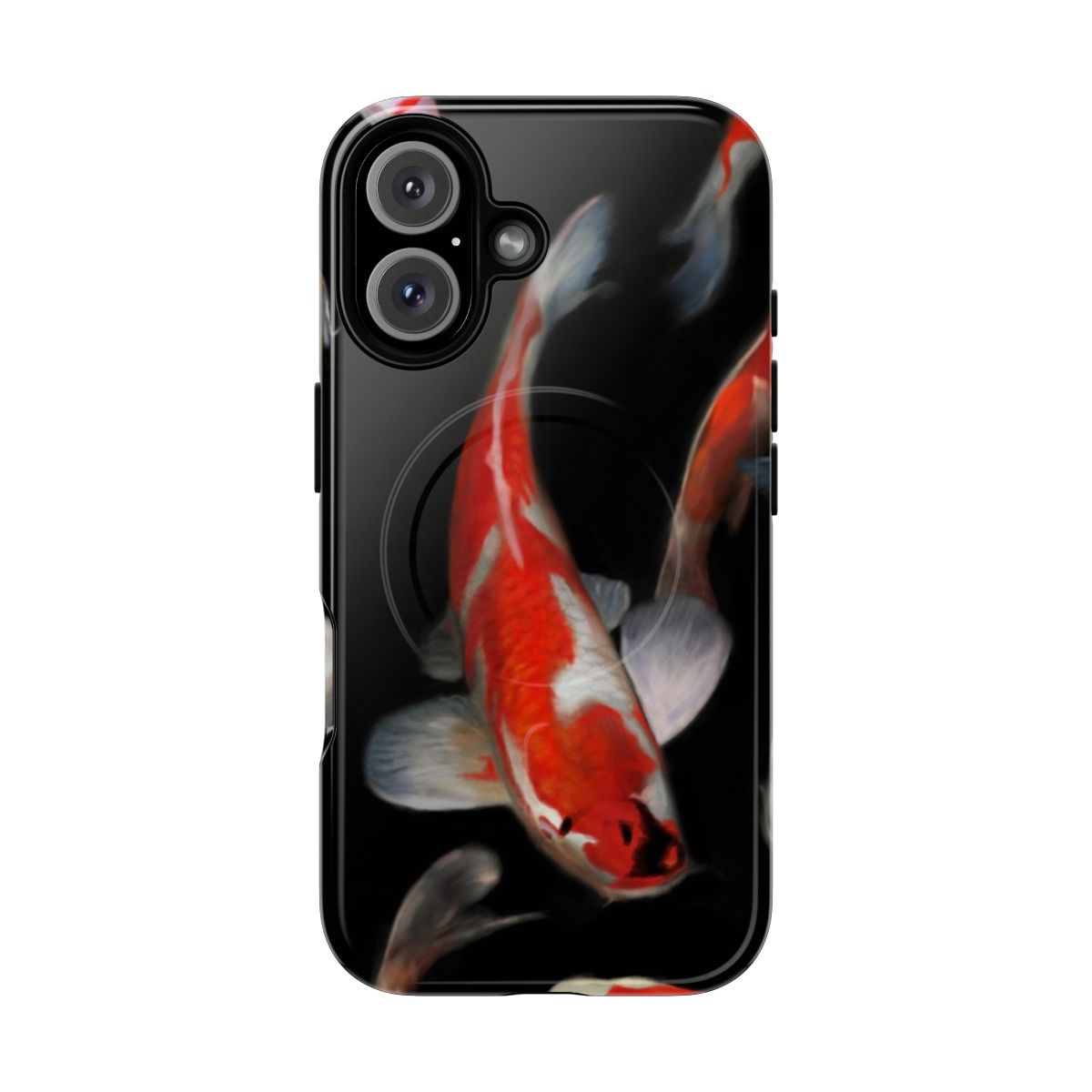 Sleek magnetic tough phone case featuring a beautiful koi fish illustration