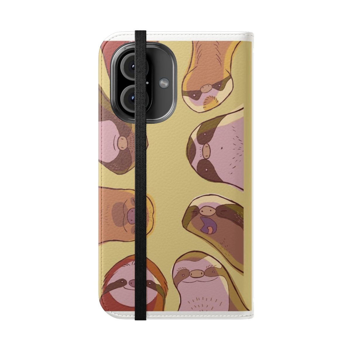 Sloth print flip phone case - Folded Front