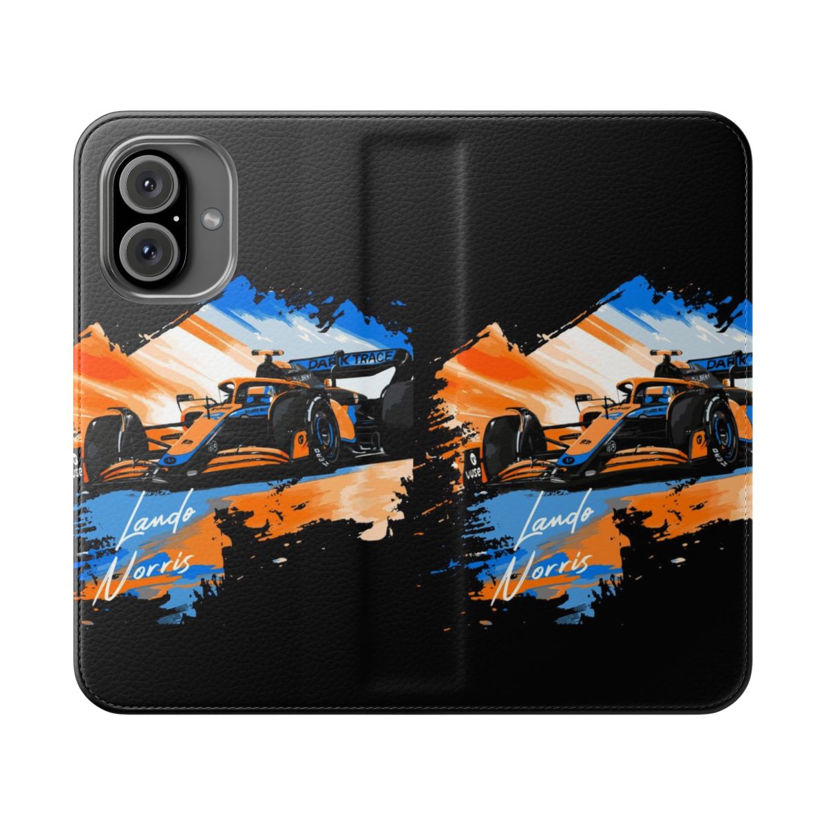 Retro Motorsport-Themed Flip Cover Phone Case with Minimalist Car Design