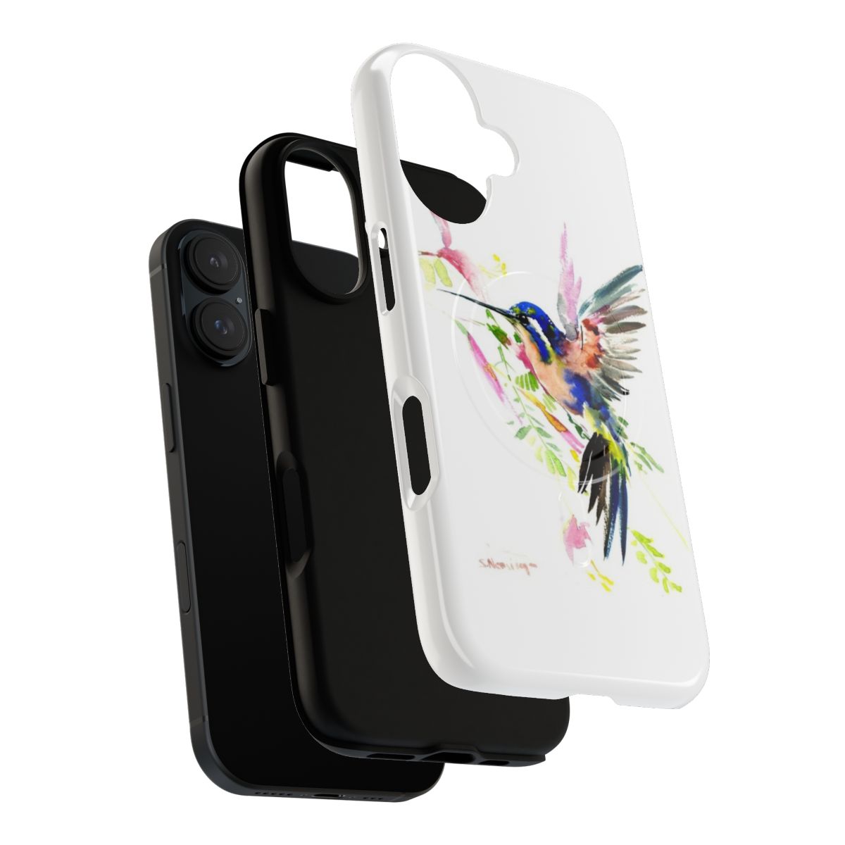 Colorful hummingbird design on a tough phone case - Layers