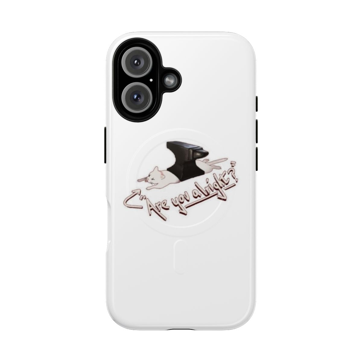 Lovejoy-inspired magnetic tough phone case with the text "Are you alright?" and other Lovejoy-related designs.