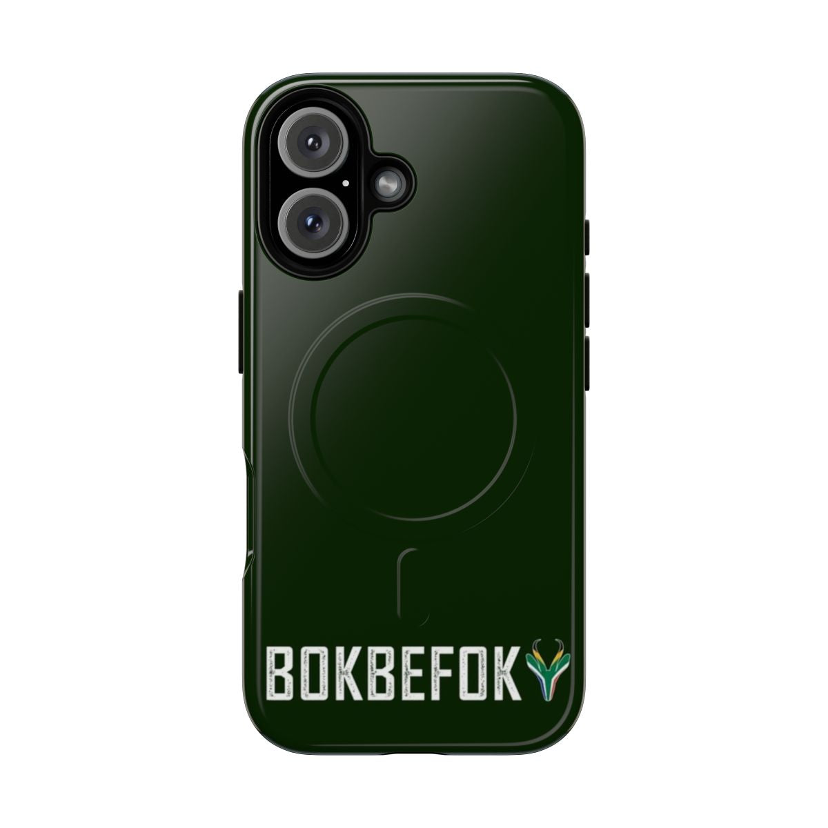 Rugby-inspired phone case featuring the South African flag and Springboks team colors